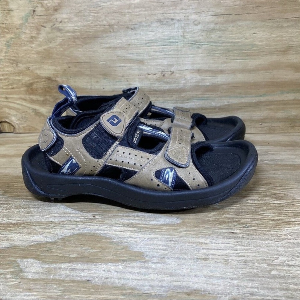 FootJoy FJ Golf Sandals Mens 7 Tan Leather Adjustable Straps 48805 nice cond